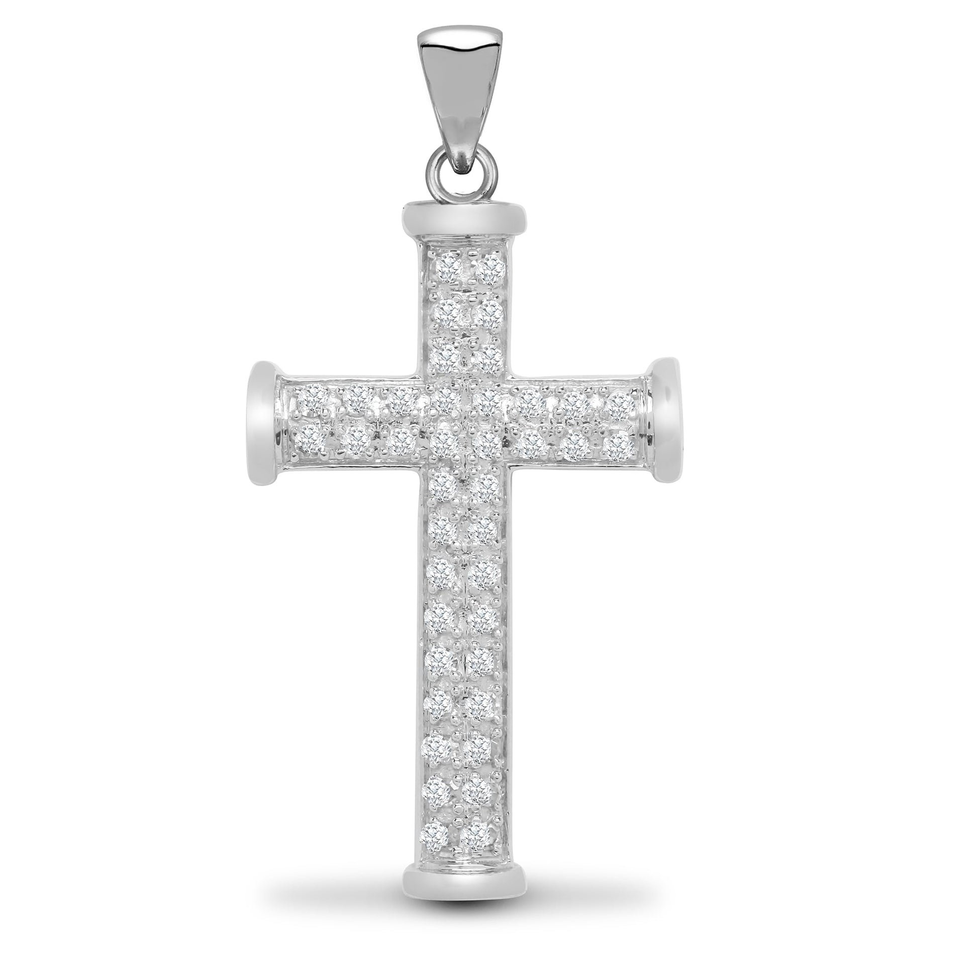 9ct White Gold 25pts Diamond Cross