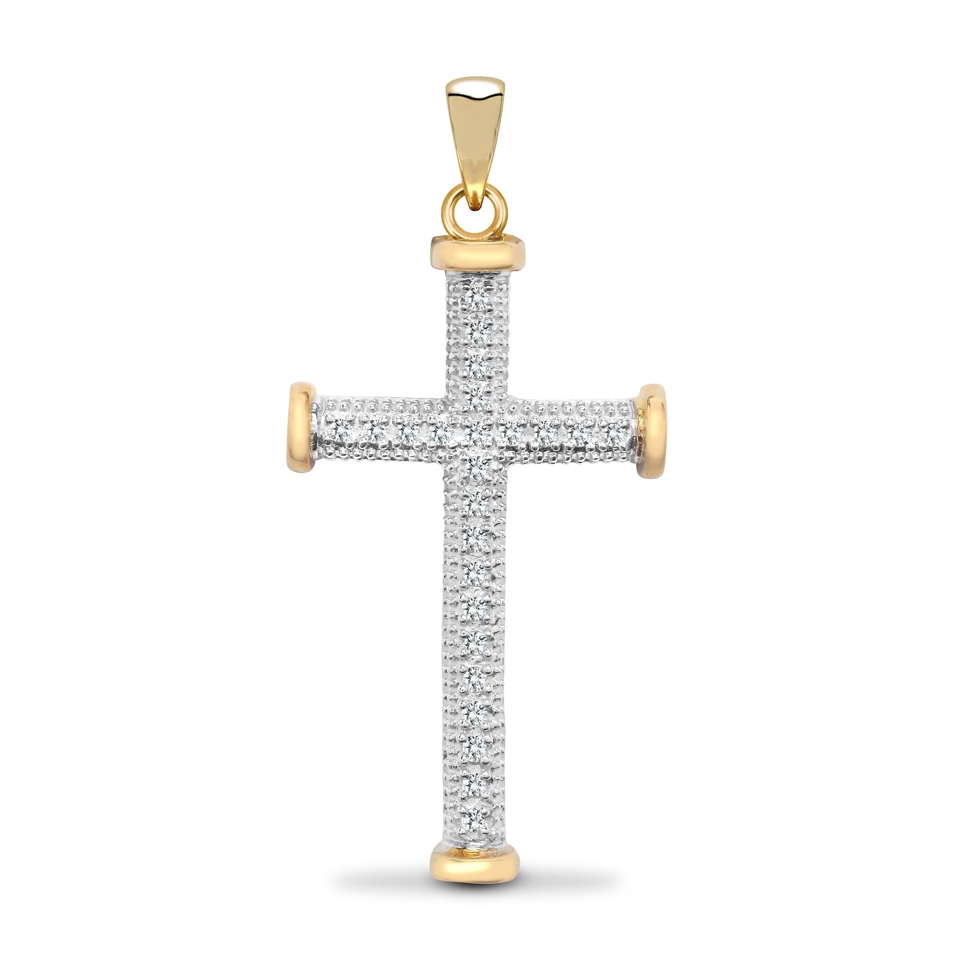 9ct Yellow Gold 10pts Diamond Cross