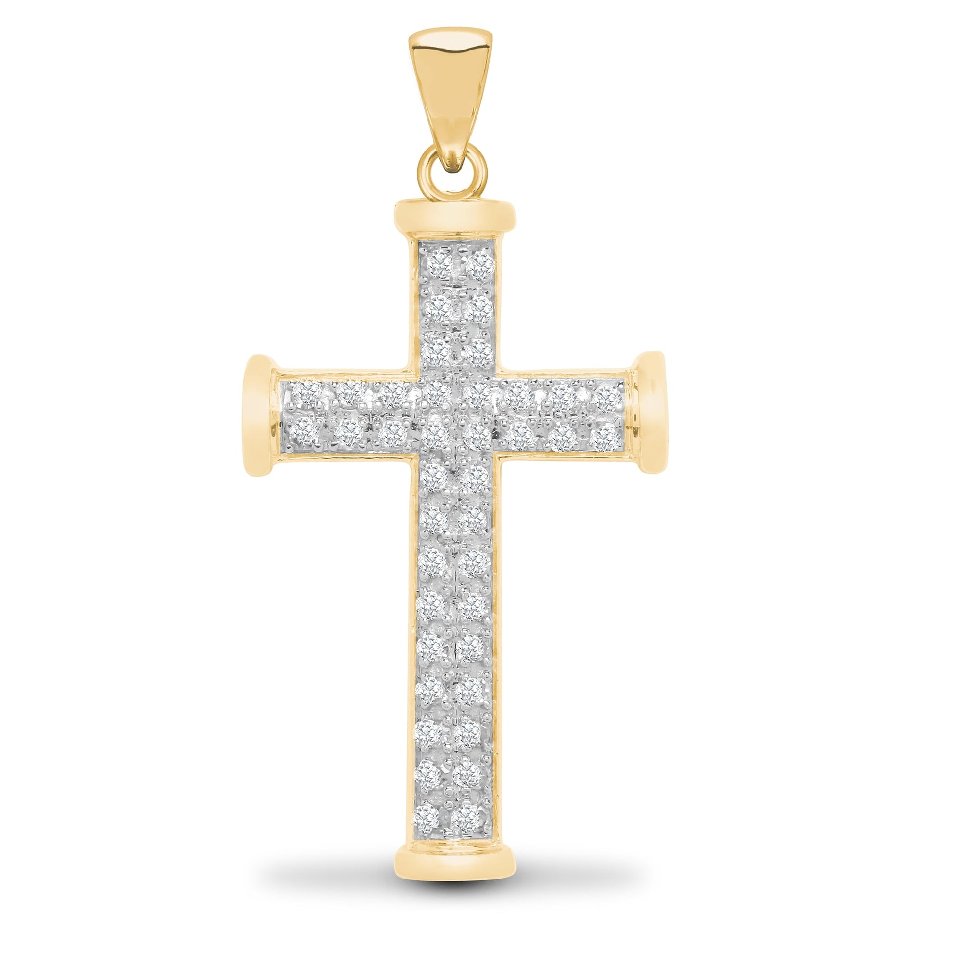 9ct Yellow Gold 25pts Diamond Cross