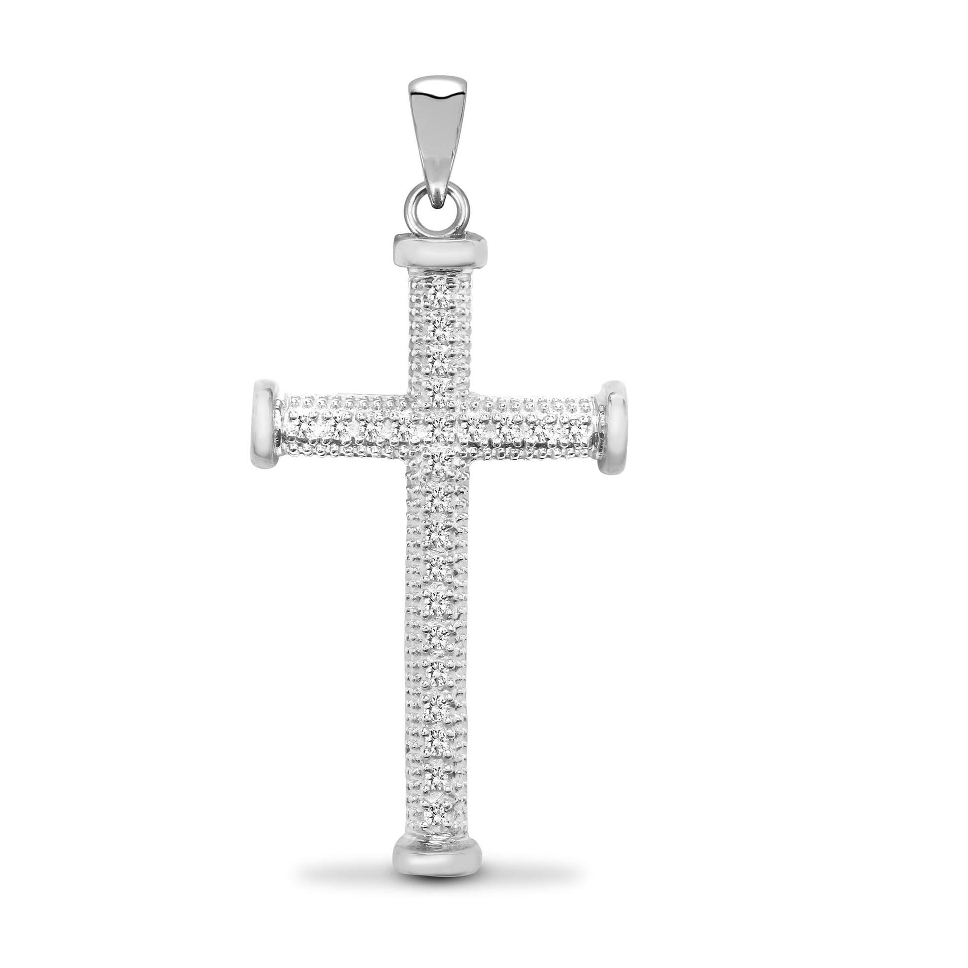 9ct White Gold 10pts Diamond Cross