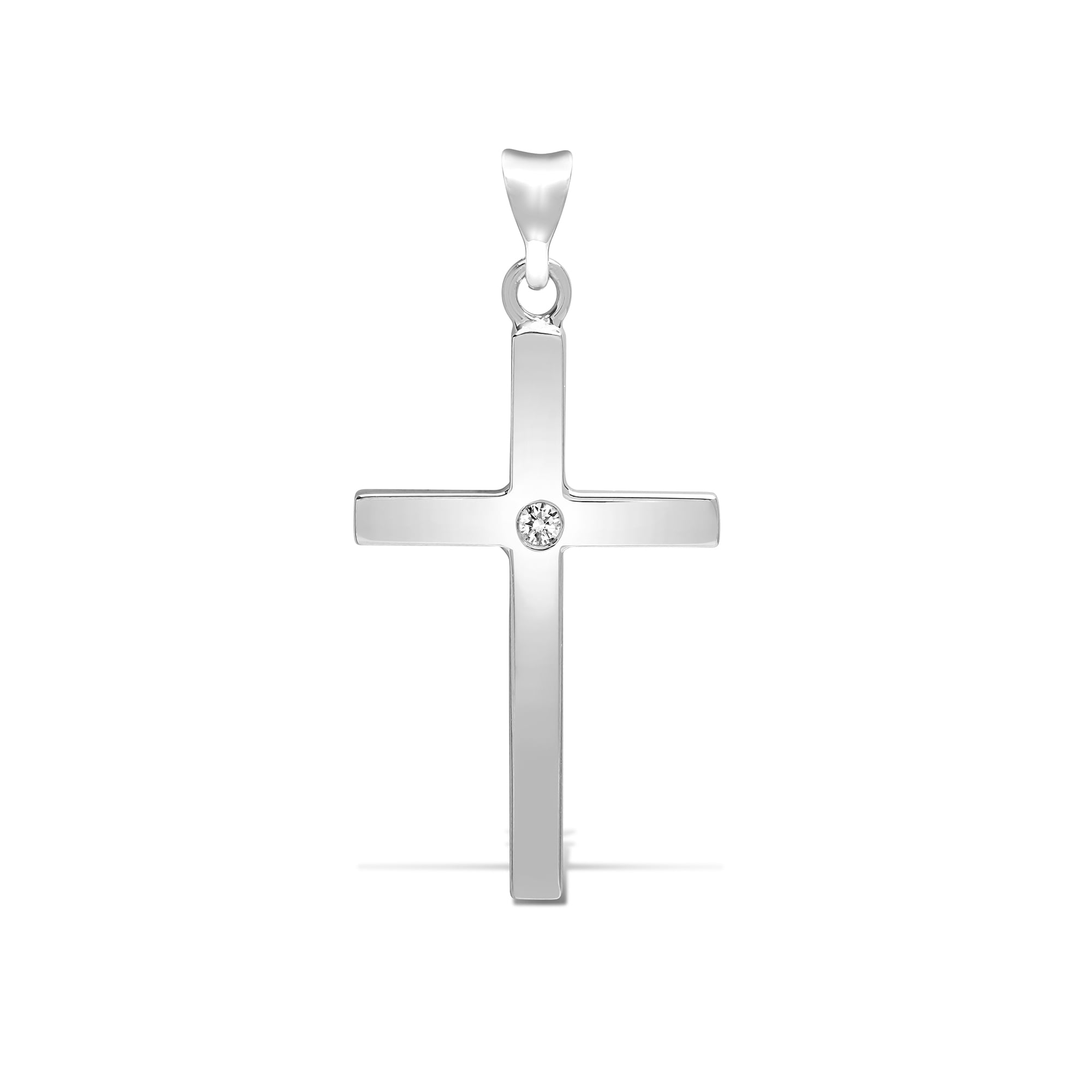 9ct White Gold 5pts Diamond Cross