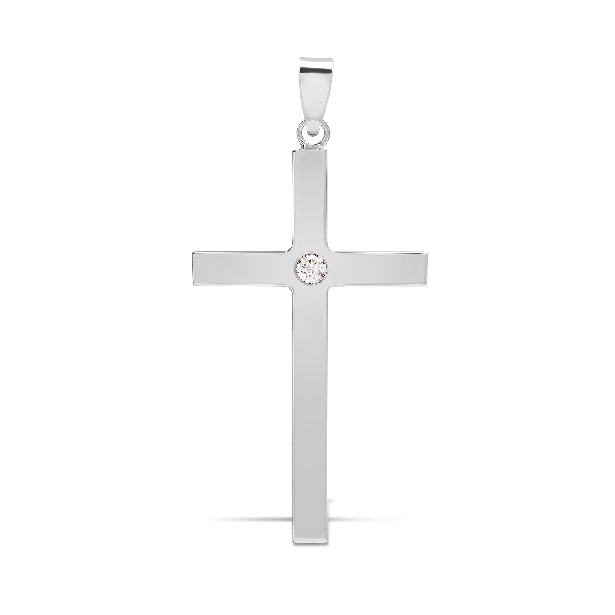 9ct White Gold 10pts Diamond Cross
