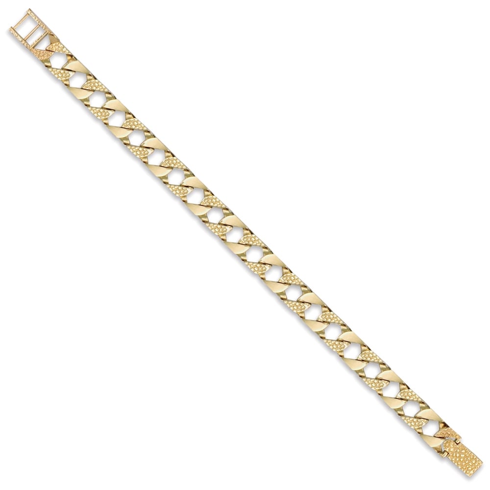 Men's Solid 9ct Yellow Gold London Lizard Curb 9mm Gauge Hand Assembled Cast Chain Necklace, 24 inch