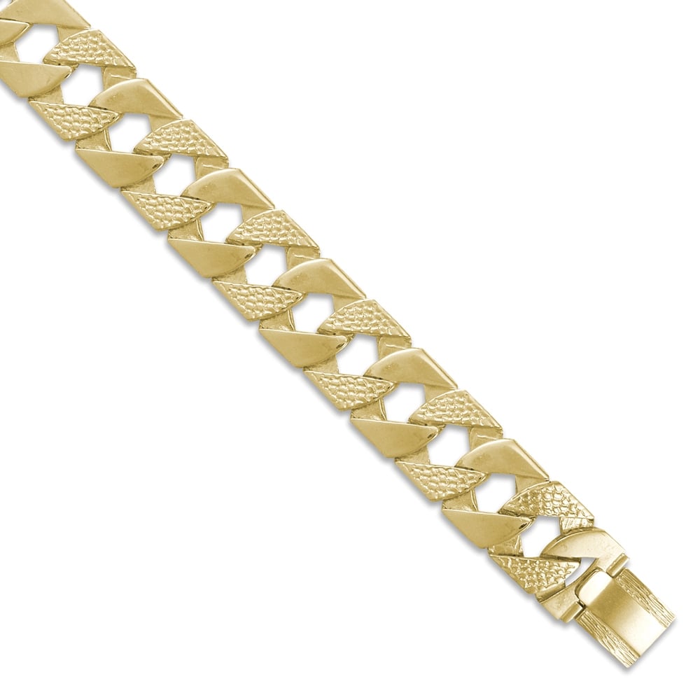 Men's Solid 9ct Yellow Gold London Lizard Curb 22mm Gauge Hand Assembled Cast Chain Necklace, 30 inch