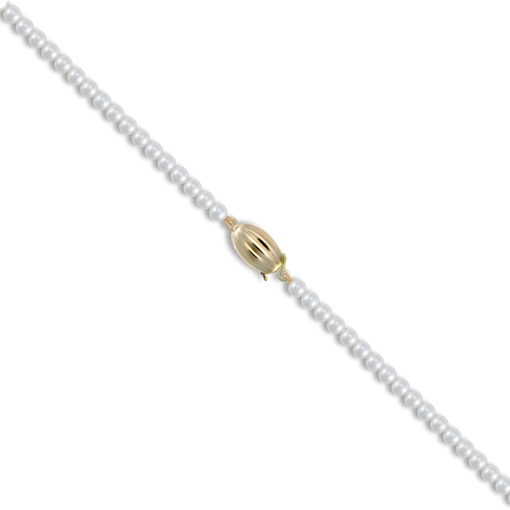 Ladies 9ct Yellow Gold Clasp Seawater Cultured Akoya Pearl Elegant Necklace 4-4.5mm