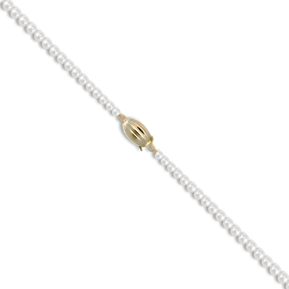 Ladies 9ct Yellow Gold Clasp Seawater Cultured Akoya Pearl Graduated Necklace 4-7mm