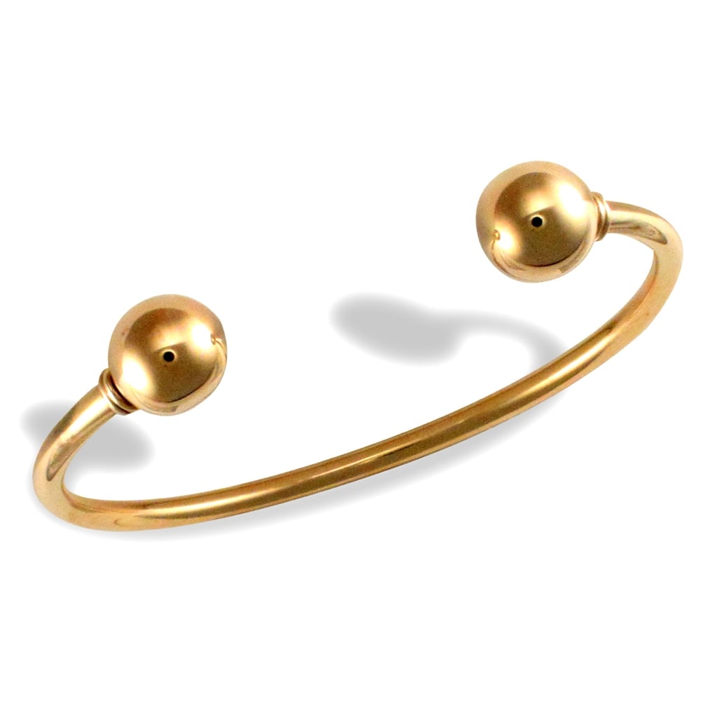 Ladies Solid 9ct Yellow Gold Torque 3mm Bangle Bracelet