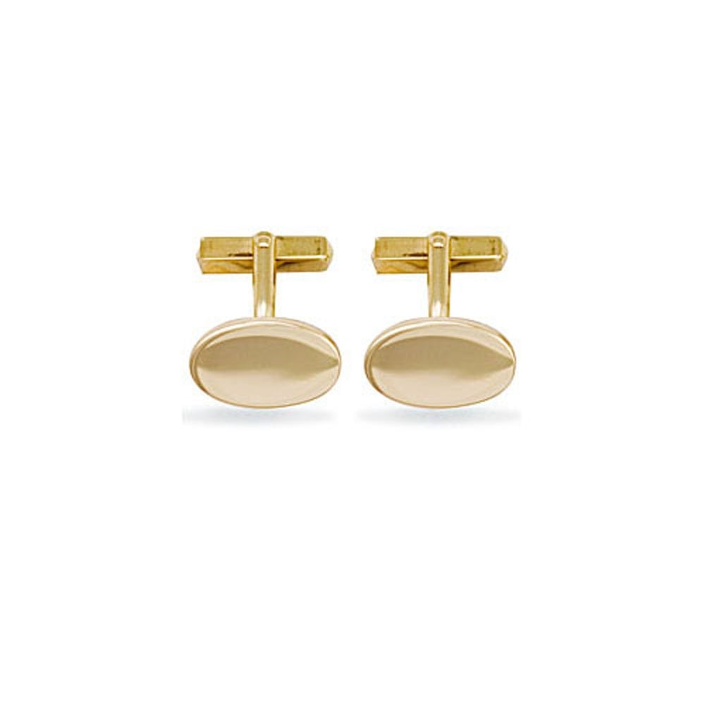 Men's Solid 9ct Yellow Gold Heavyweight Oval Swivel Back Cufflinks