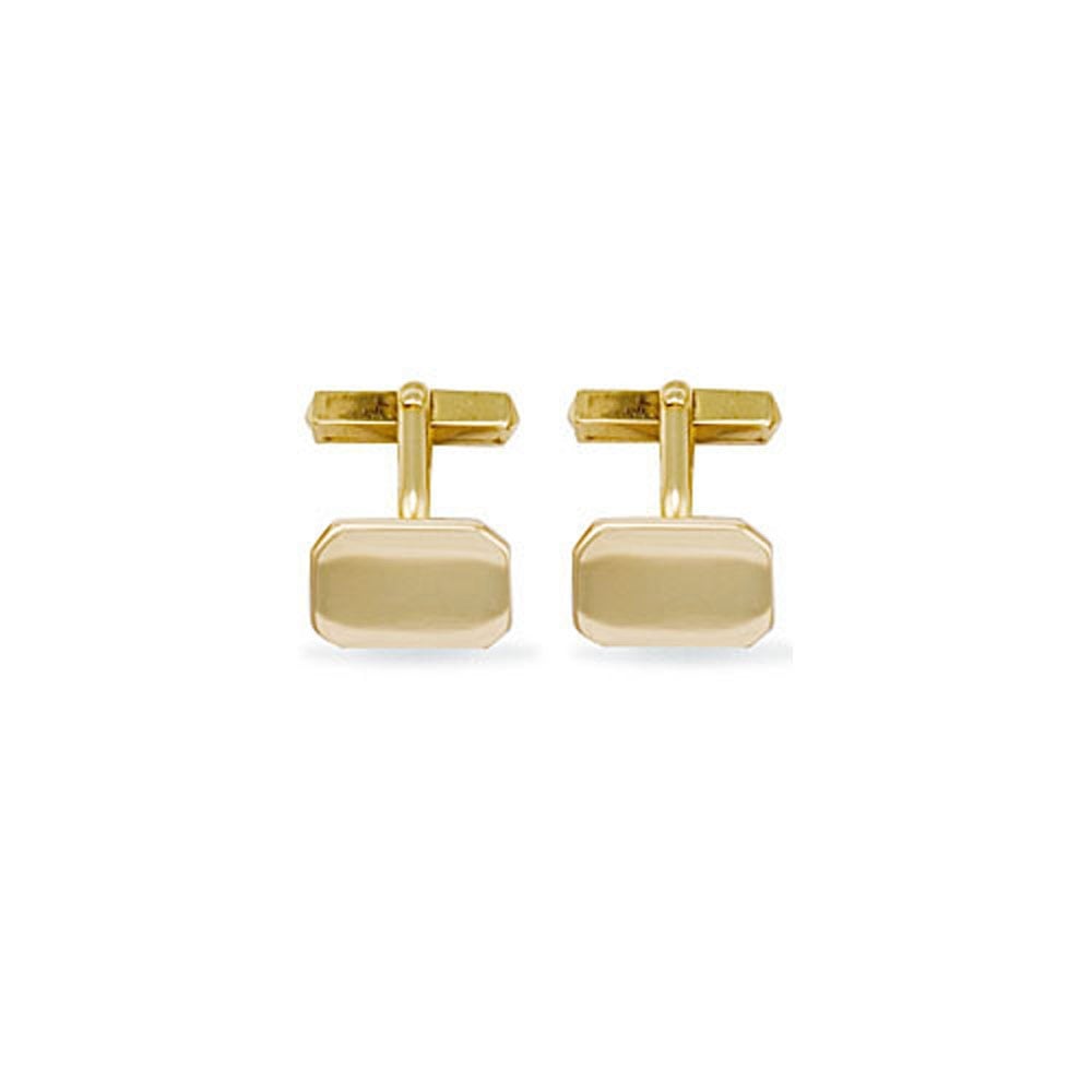 Men's Solid 9ct Yellow Gold Heavyweight Rectangular Swivel Back Cufflinks