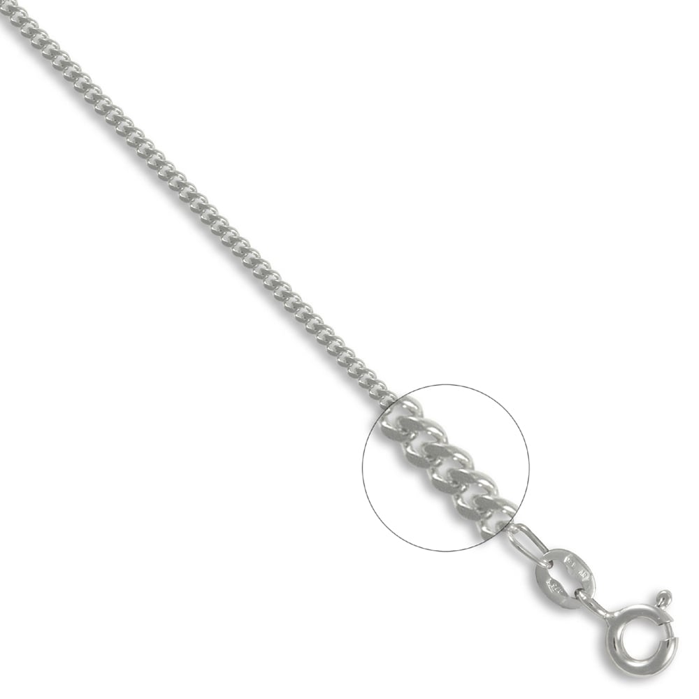 Unisex Solid 9ct White Gold Diamond Cut Curb 1.4mm Gauge Pendant Chain Necklace
