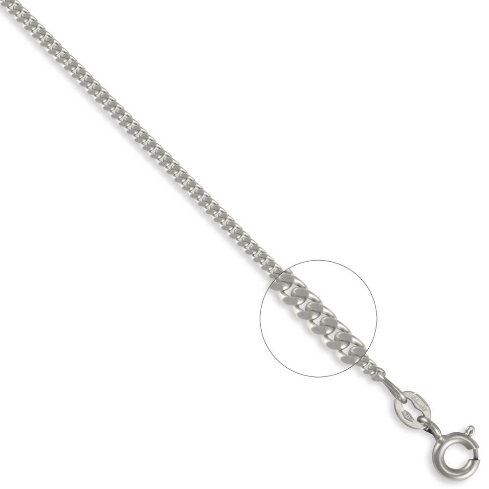 Unisex Solid 9ct White Gold Diamond Cut Curb 1.7mm Gauge Pendant Chain Necklace, 24 inch