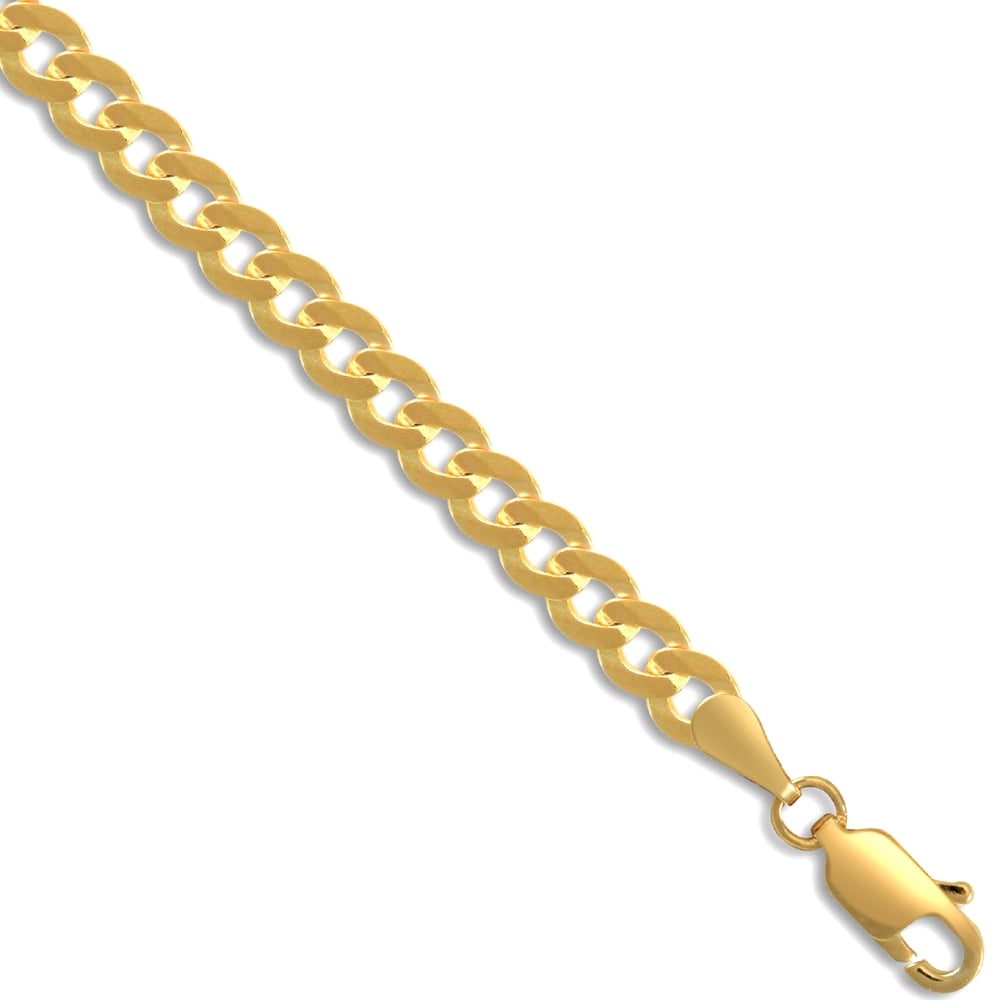 Men's Solid 9ct Yellow Gold Flat Curb 4.4mm Gauge Chain/Bracelet