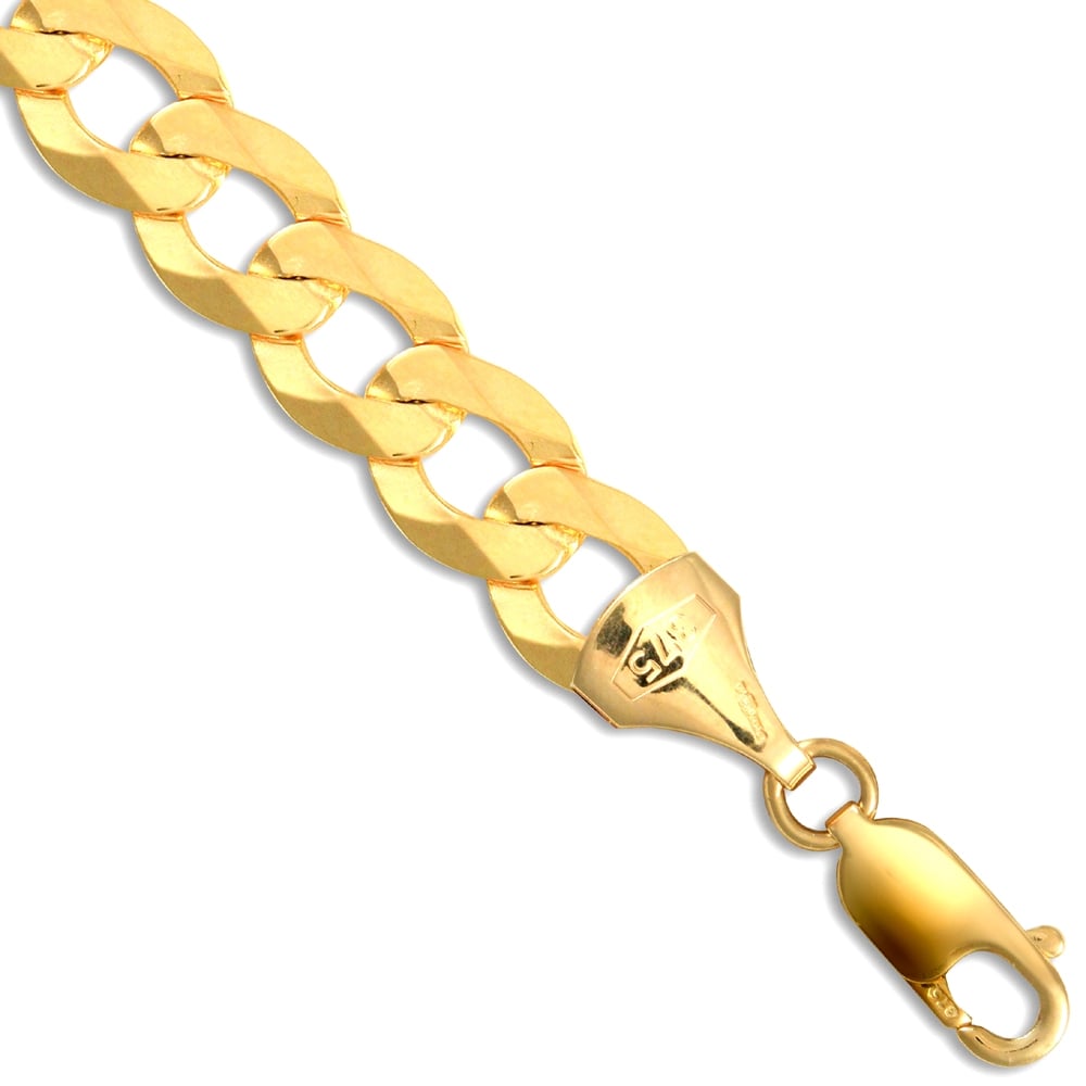 Men's Solid 9ct Yellow Gold Flat Curb 8.4mm Gauge Chain/Bracelet