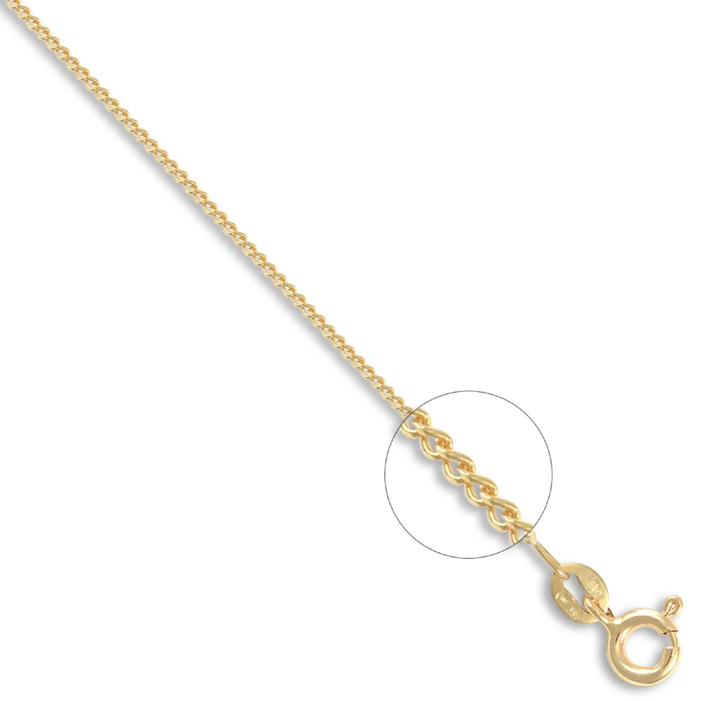 Unisex Solid 18ct Yellow Gold Curb 1mm Gauge Pendant Chain Necklace