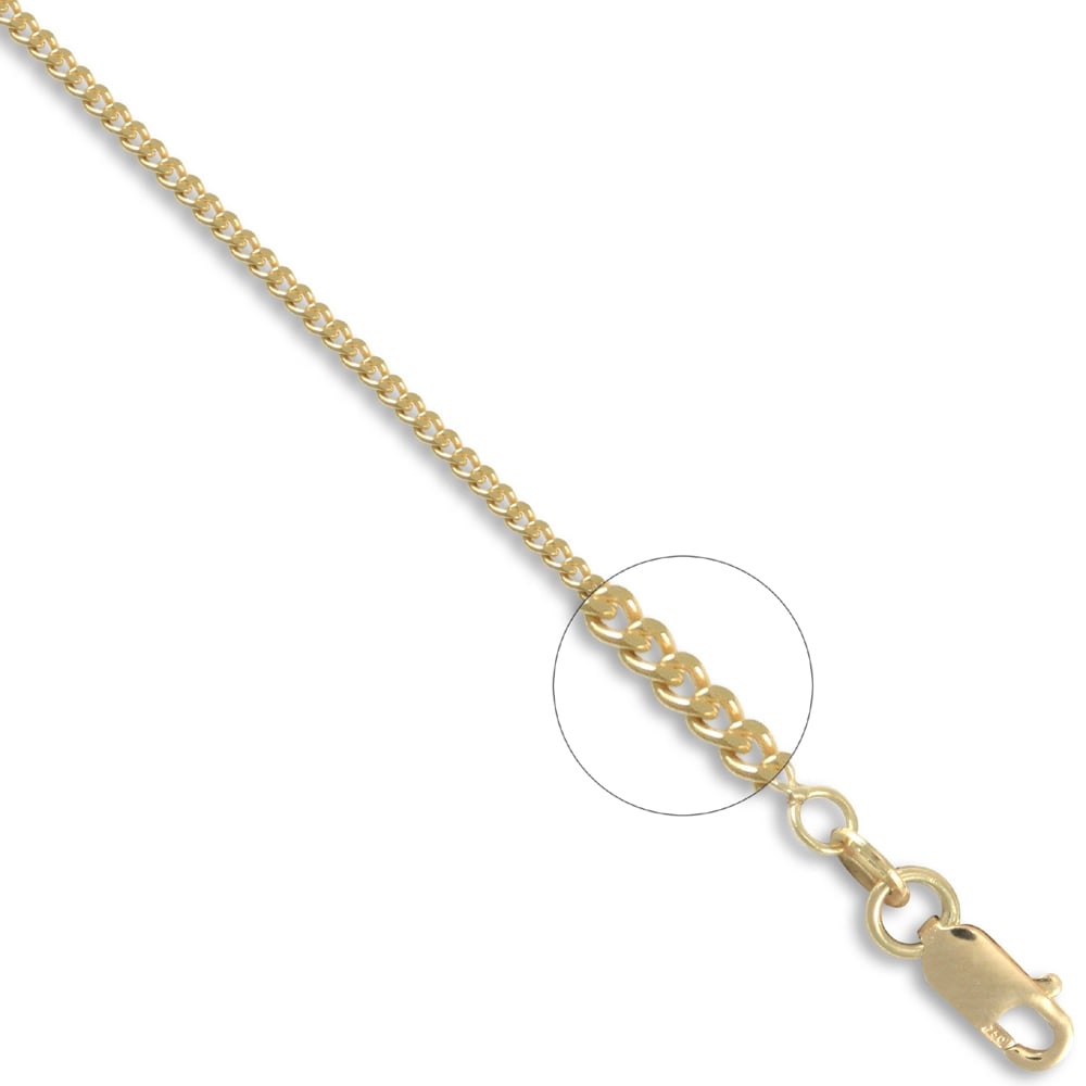 Unisex Solid 18ct Yellow Gold Curb 1.5mm Gauge Pendant Chain Necklace ...