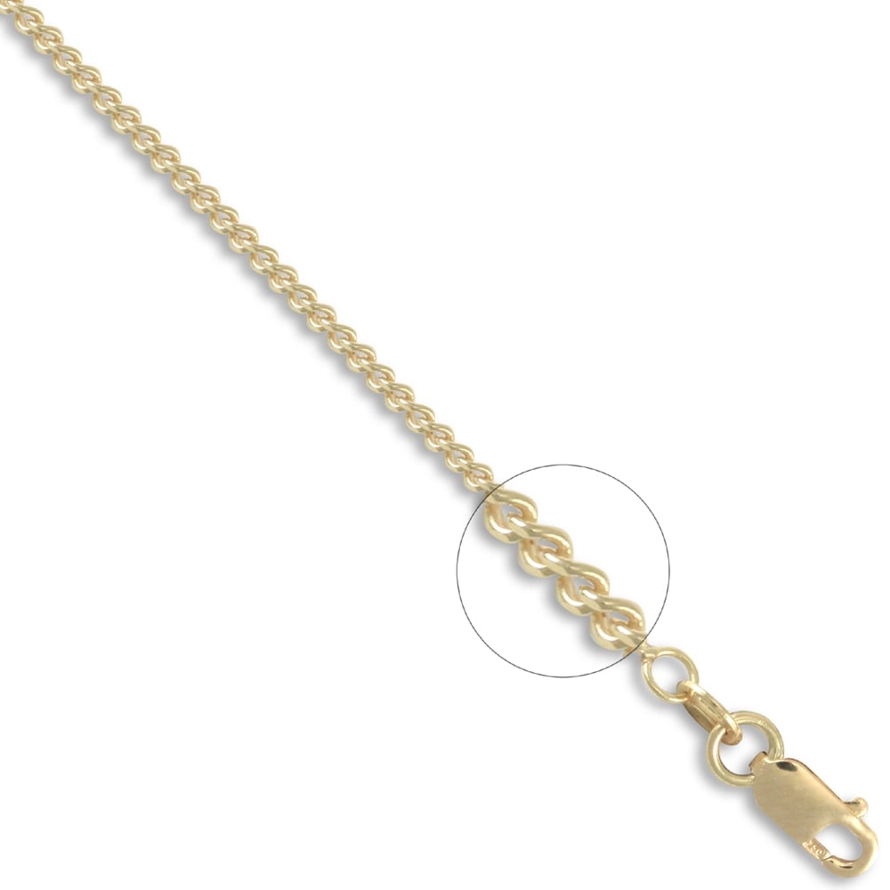 Unisex Solid 18ct Yellow Gold Curb 1.8mm Gauge Pendant Chain Necklace