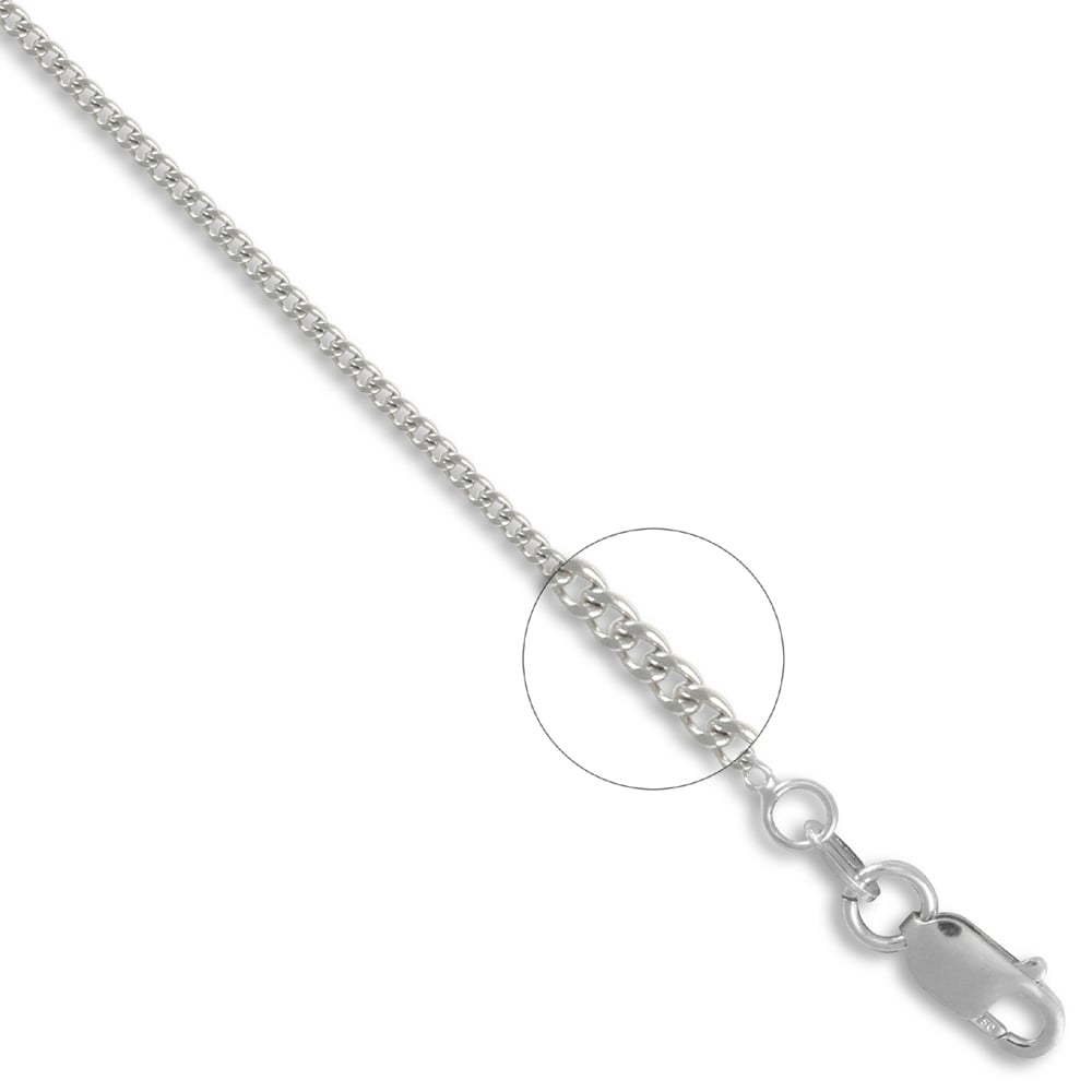Unisex Solid 18ct White Gold Curb 1.5mm Gauge Pendant Chain Necklace, 24 inch