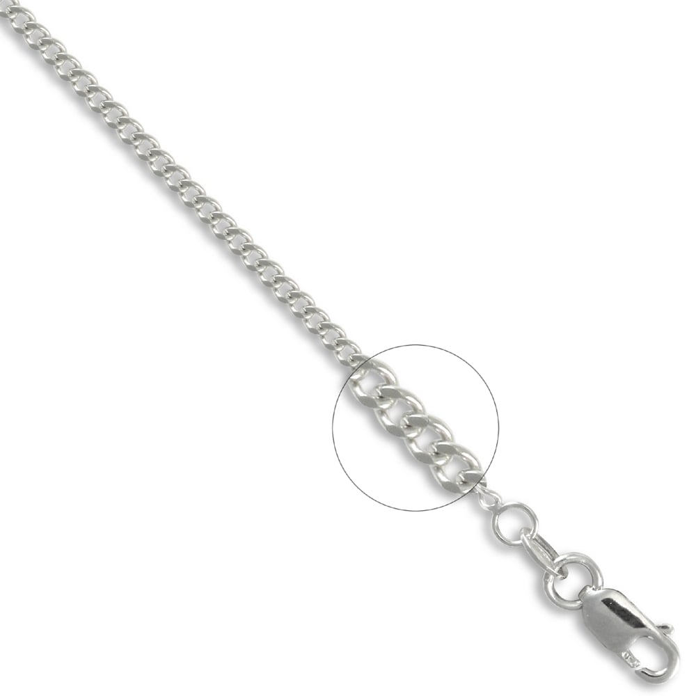 Unisex Solid 18ct White Gold Curb 1.8mm Gauge Pendant Chain Necklace