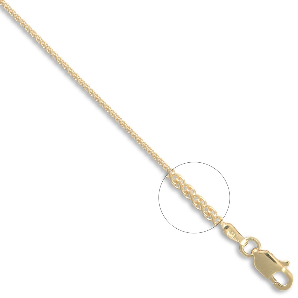 Unisex Solid 18ct Yellow Gold Spiga 1mm Gauge Pendant Chain Necklace