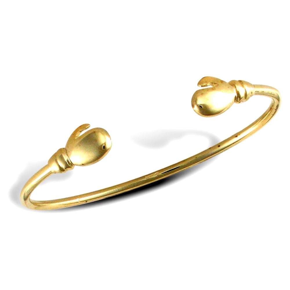 Kids Solid 9ct Yellow Gold Boxing Glove Torque Bangle Bracelet