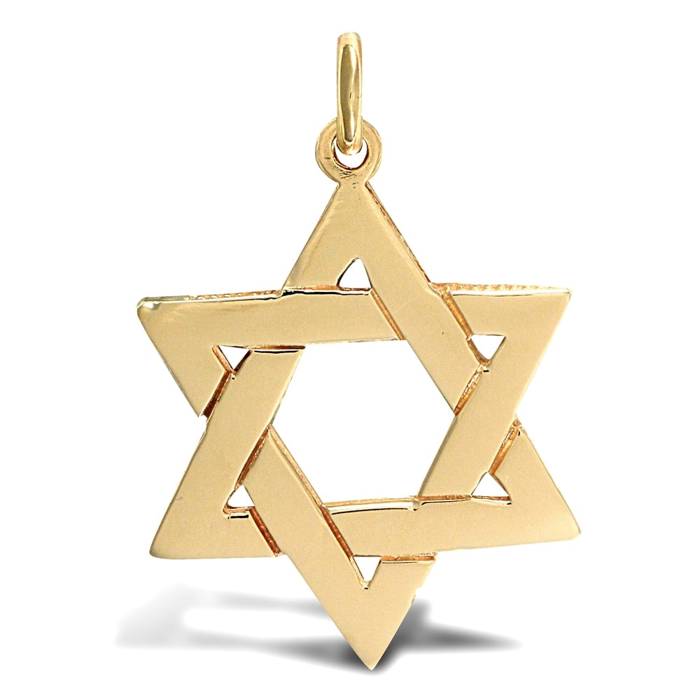Solid 9ct Yellow Gold Star of David Charm Pendant