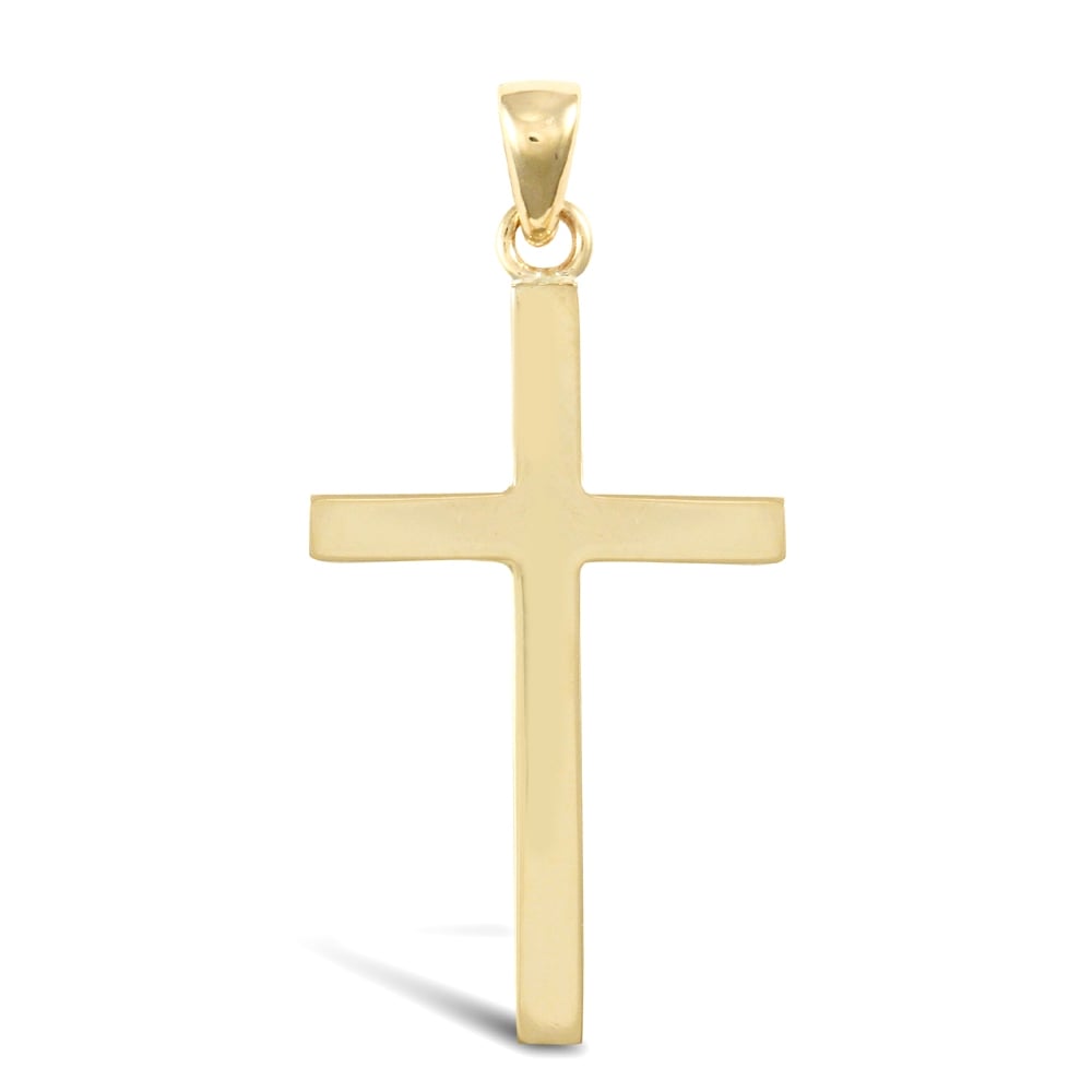 Solid 9ct Yellow Gold Plain Cross Pendant