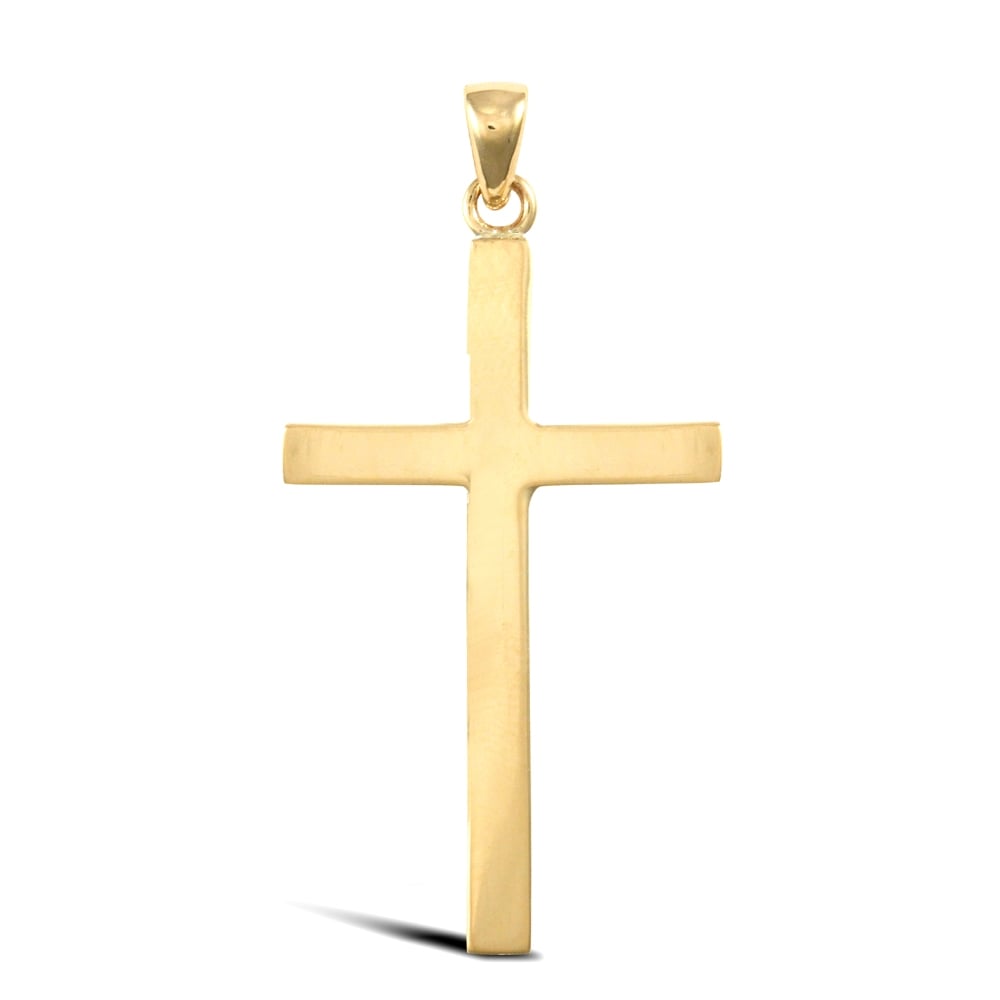 Solid 9ct Yellow Gold Plain Cross Pendant