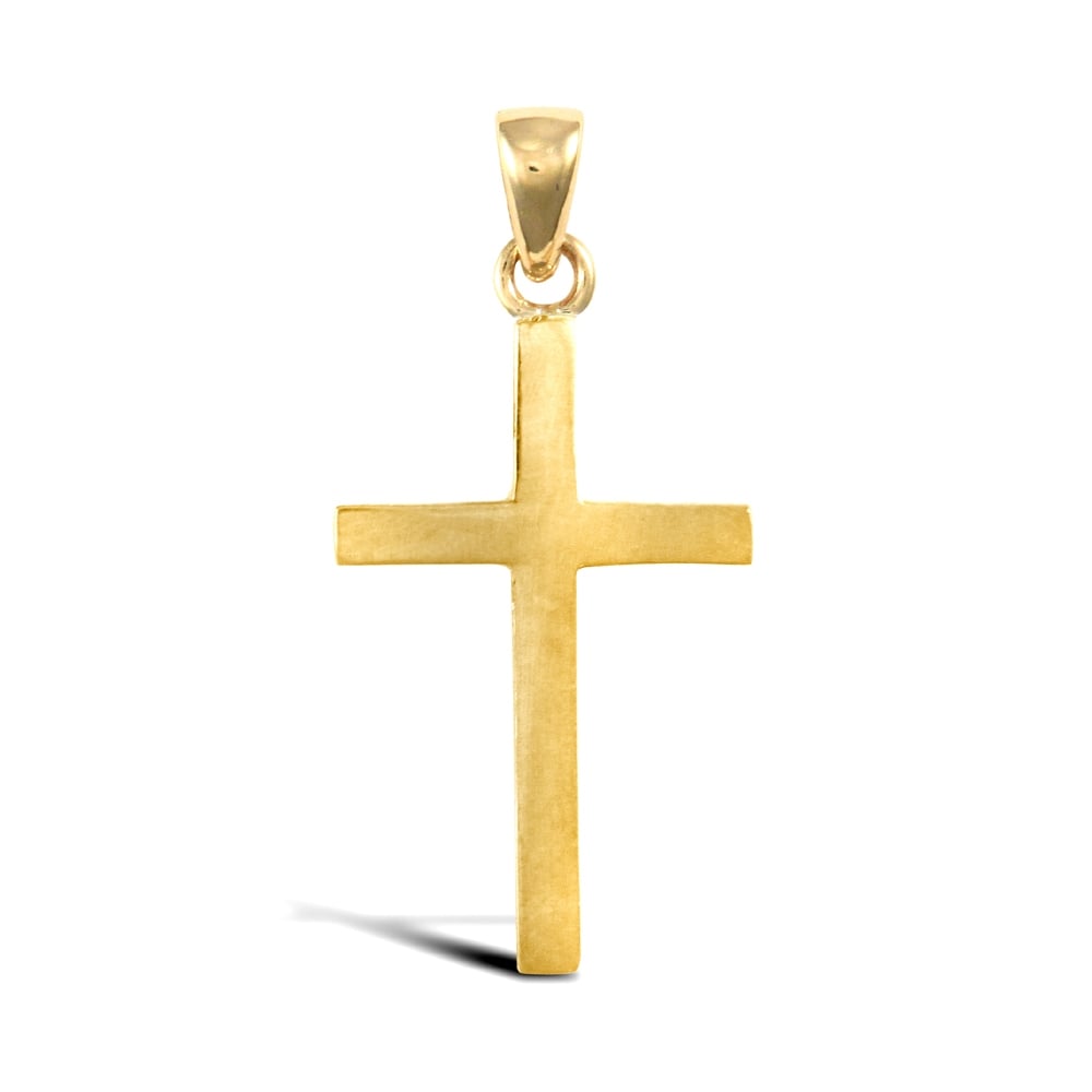 Solid 18ct Yellow Gold Plain Cross Pendant