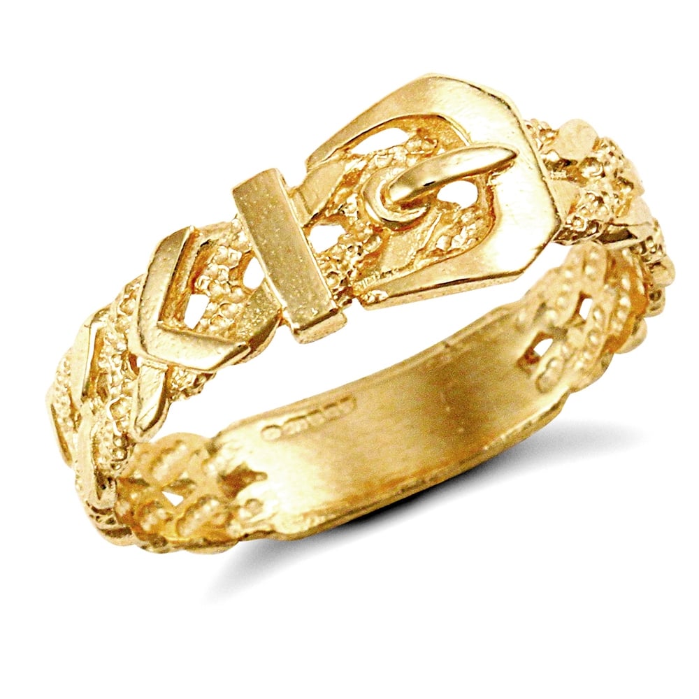 Men's Solid 9ct Yellow Gold Single Buckle Ring