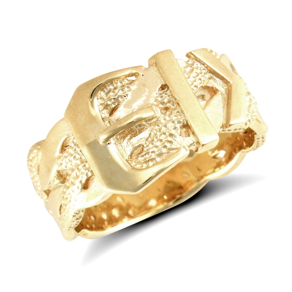 Men's Solid 9ct Yellow Gold Single Buckle Ring