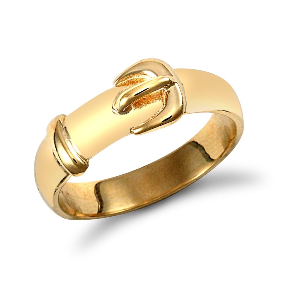 Men's Solid 9ct Yellow Gold Single Buckle Ring