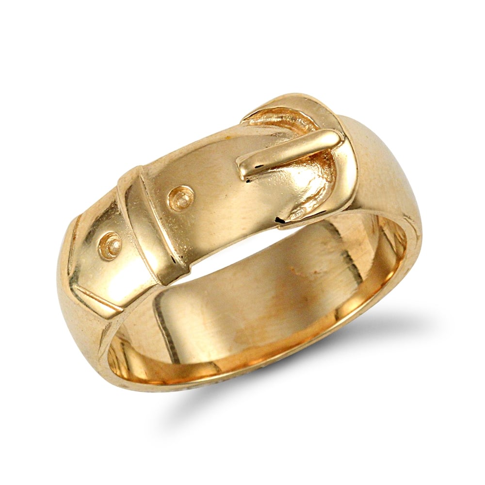 Men's Solid 9ct Yellow Gold Single Buckle Ring