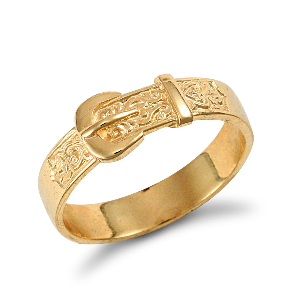 Men's Solid 9ct Yellow Gold Single Buckle Ring