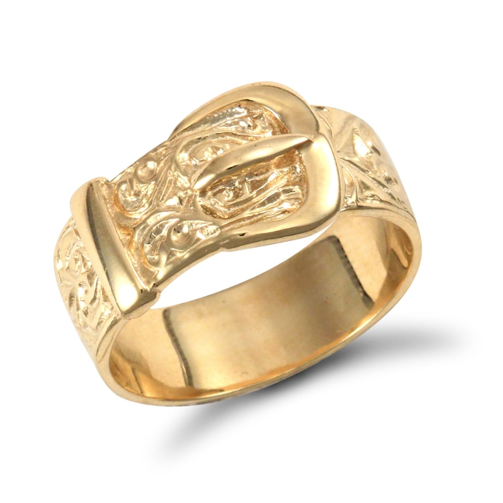 Men's Solid 9ct Yellow Gold Single Buckle Ring
