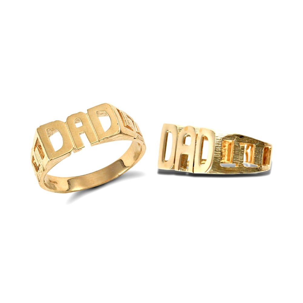 Men's Solid 9ct Yellow Gold Curb Link Sides DAD Ring