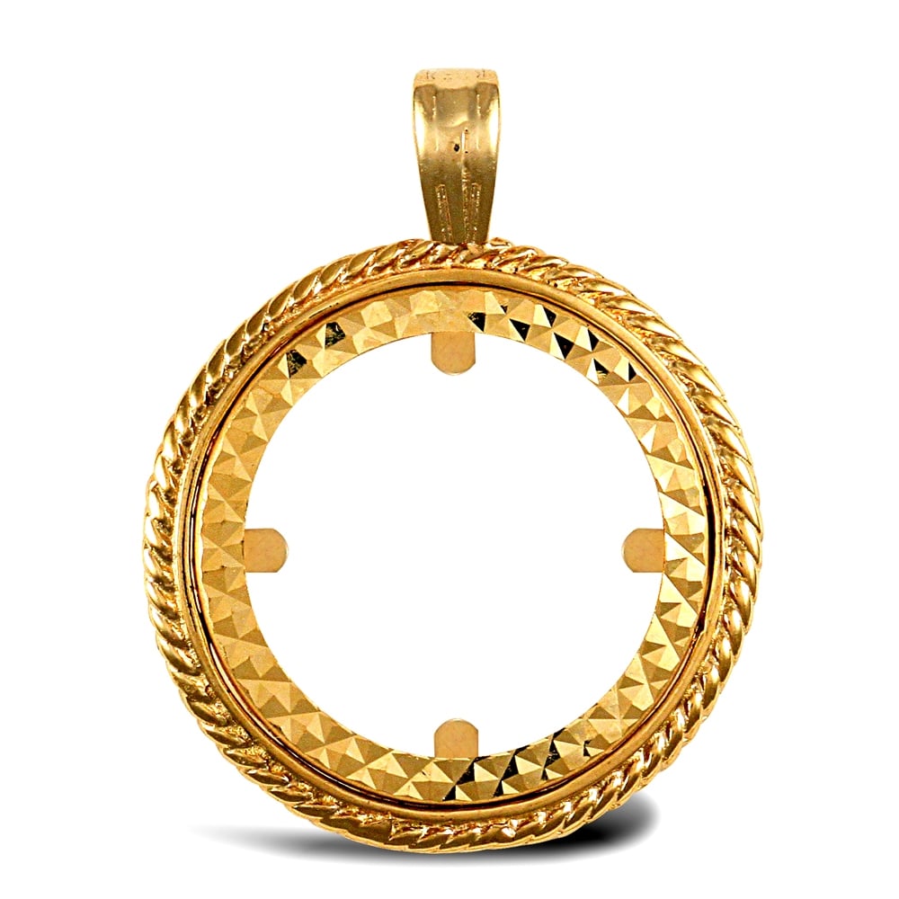 Solid 9ct Yellow Gold Rope Edge Frame Full Sovereign Coin Mount Pendant