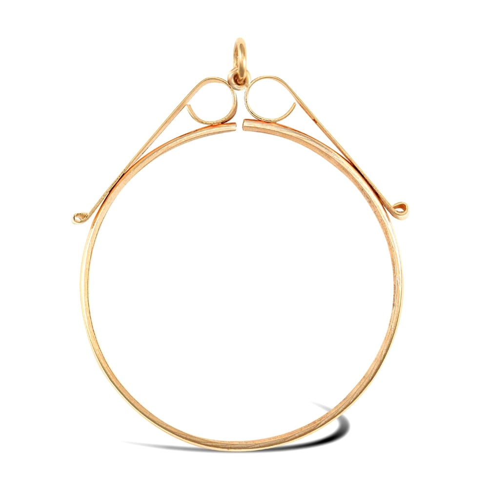 9ct Yellow Gold Scroll Top Lightweight Full Krugerrand Coin Mount Pendant