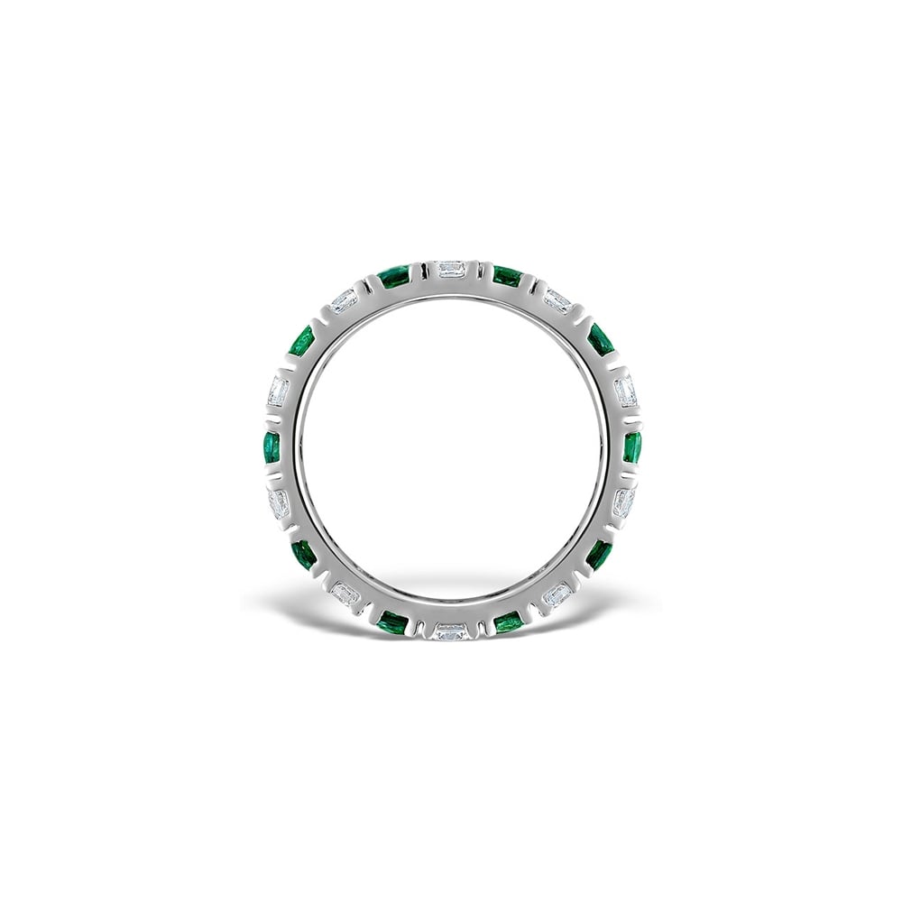 Platinum Claw Set Full Eternity Ring Diamond 0.50ct Emerald 0.70ct G VS