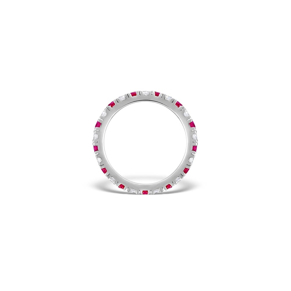 Platinum Claw Set Full Eternity Ring Diamond 0.50ct Ruby 0.80ct G VS