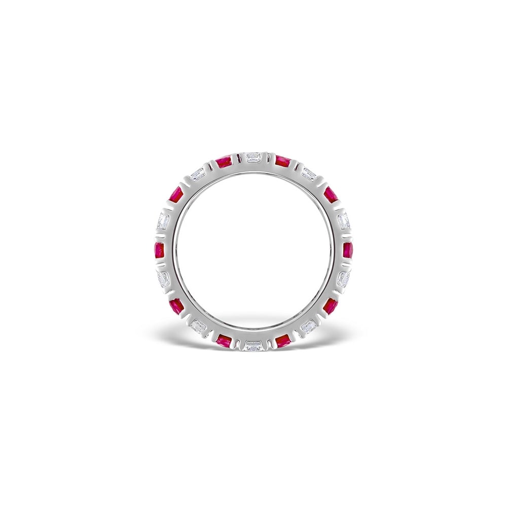 Platinum Claw Set Full Eternity Ring Diamond 1.00ct Ruby 1.50ct G VS