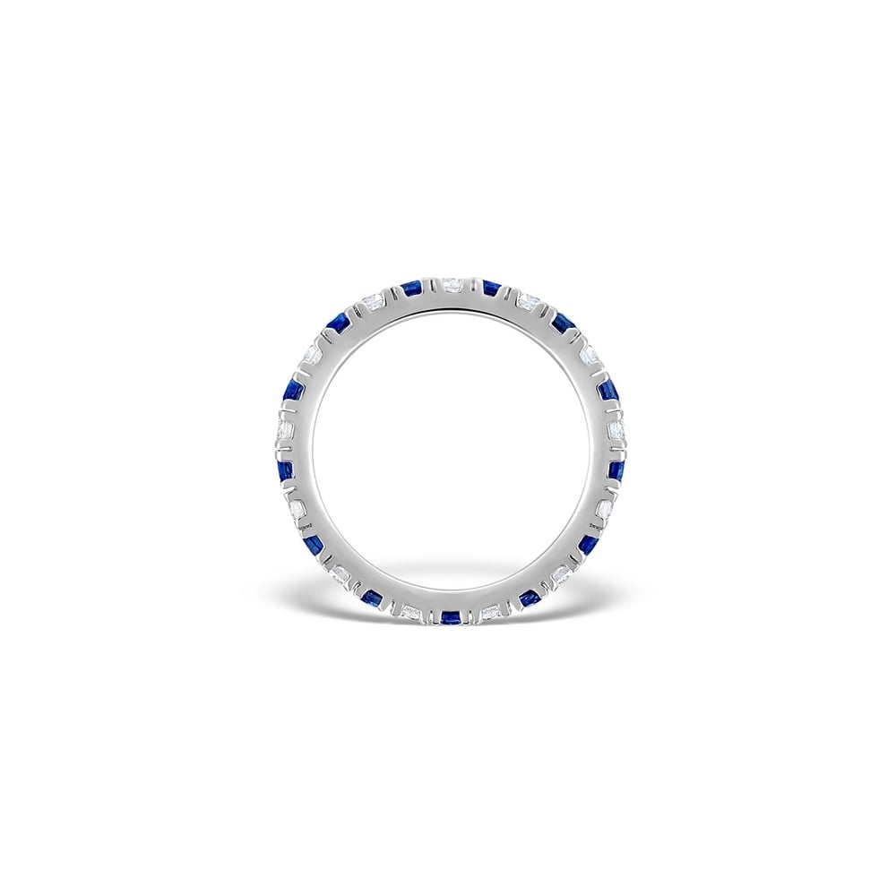 Platinum Claw Set Full Eternity Ring Diamond 0.50ct Sapphire 0.90ct H Si