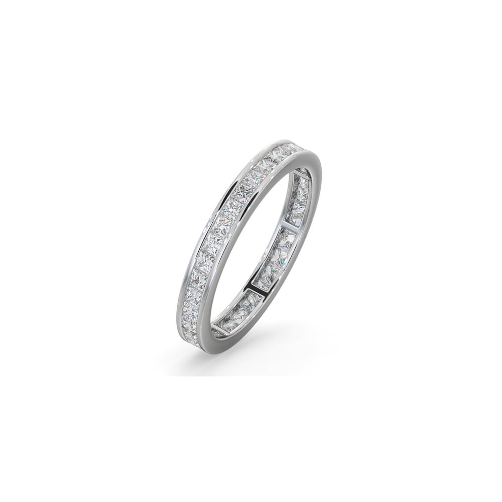 Platinum Channel Set Princess Cut Full Eternity Ring Diamond 1.50ct H Si