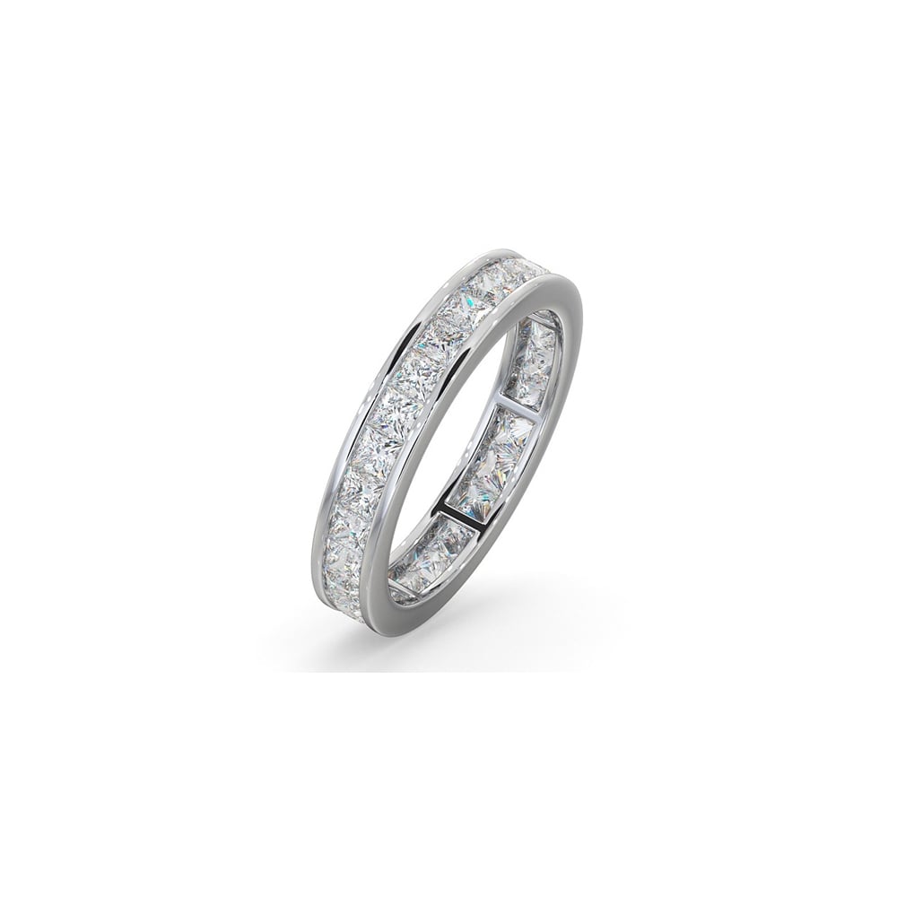 Platinum Channel Set Princess Cut Full Eternity Ring Diamond 2.00ct H Si