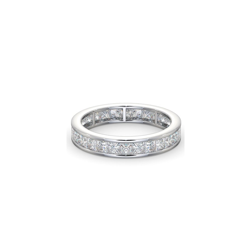 Platinum Channel Set Princess Cut Full Eternity Ring Diamond 2.00ct H Si
