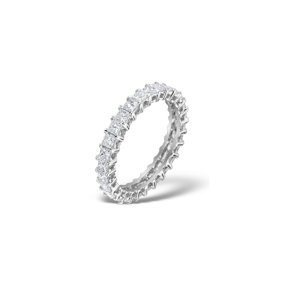 Platinum Claw Set Full Eternity Ring Princess Cut Diamond 2.00ct G VS