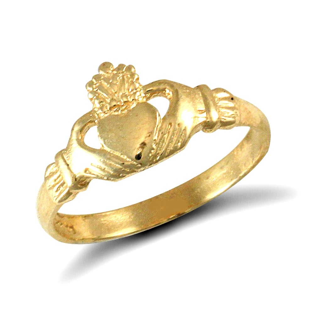 Kids Solid 9ct Yellow Gold Claddagh (Chladaigh) Baby Ring