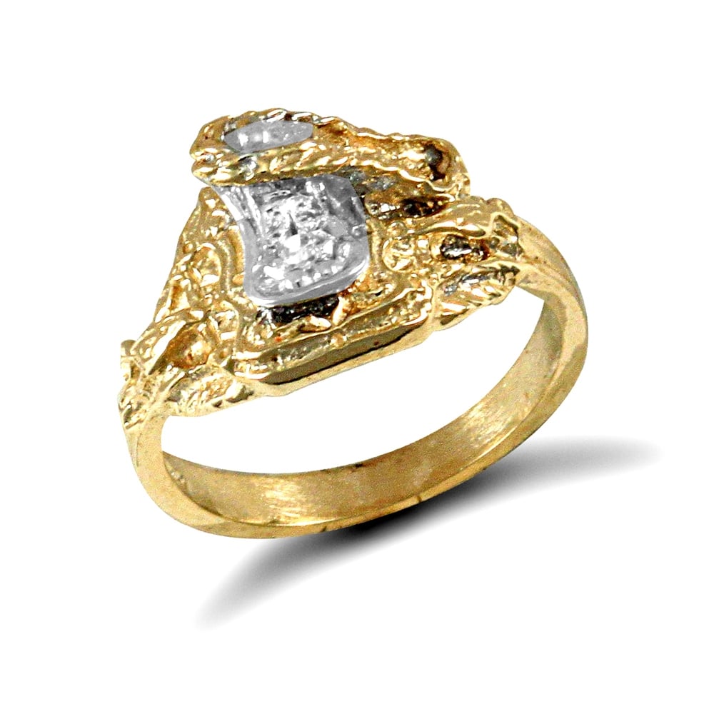 Kids Solid 9ct Yellow Gold White Round Brilliant Cubic Zirconia Horse Saddle Baby Ring