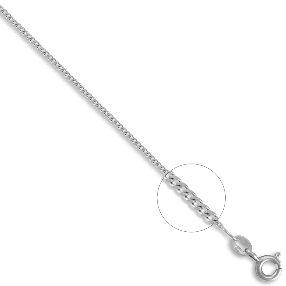 Unisex Solid 9ct White Gold Diamond Cut Curb 1.0mm Gauge Pendant Chain Necklace