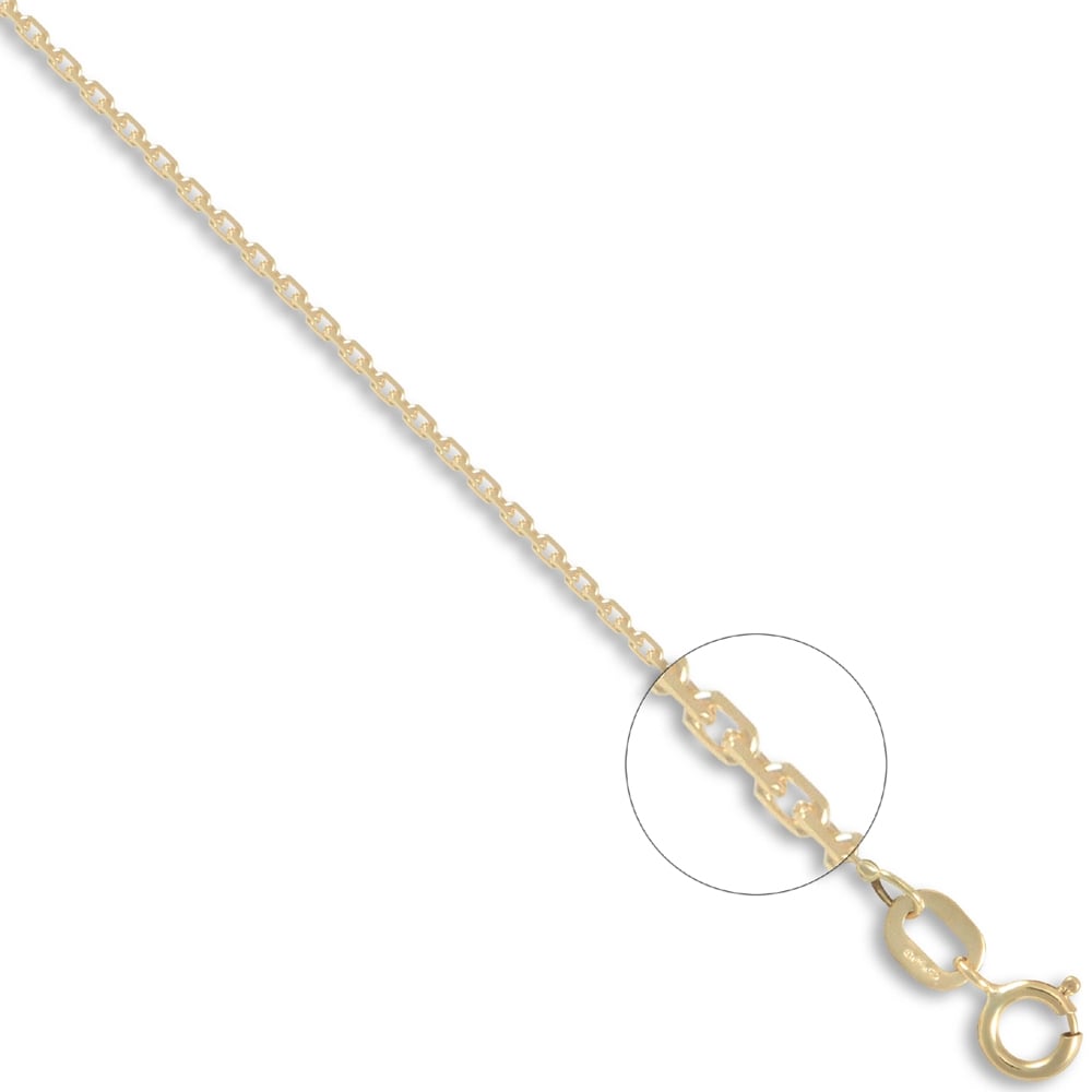 Unisex Solid 9ct Yellow Gold Concertina Trace 1.2mm Gauge Pendant Chain Necklace