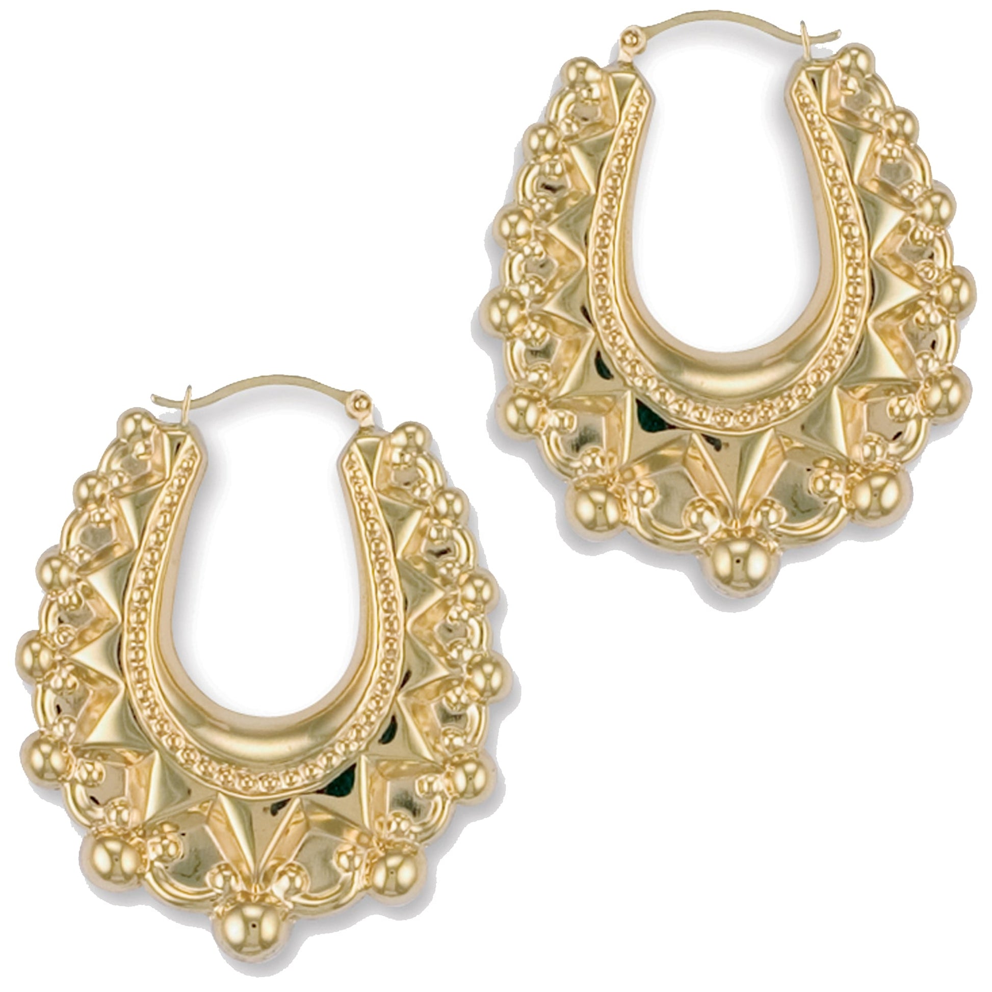 9ct Yellow Oval Spike Creole Earring